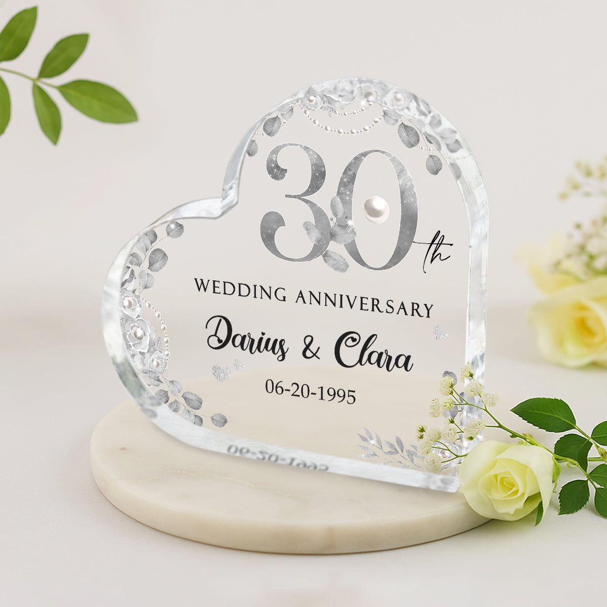 30th Wedding Anniversary Acrylic Plaque, Personalized 30 Year Aanniversary Gift, Pearl Wedding Anniversary Gifts, Thirty Year Anniversary Keepsake