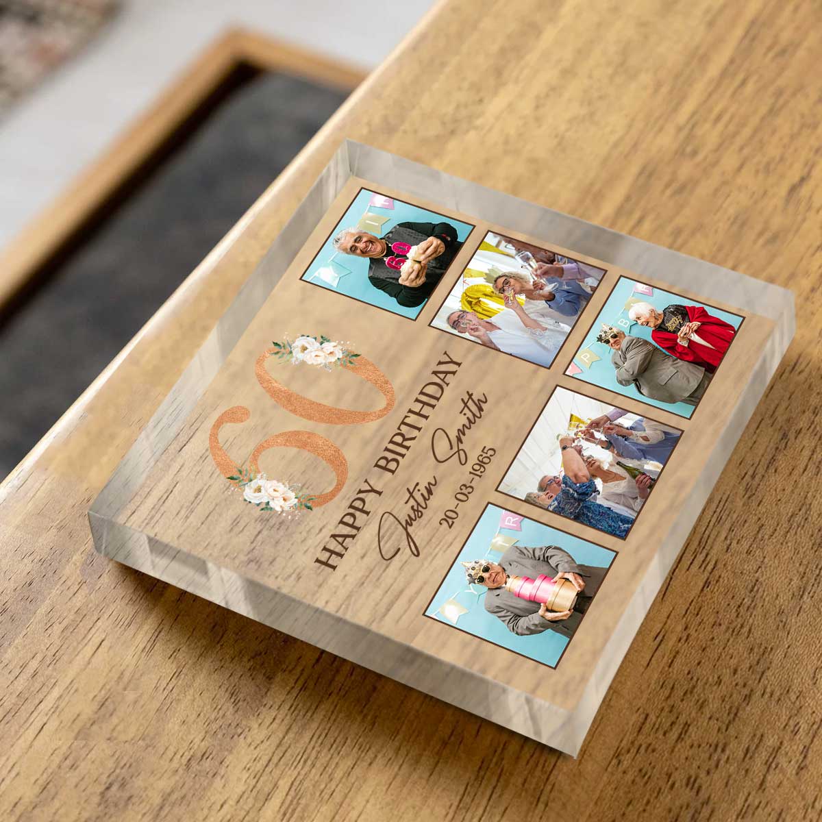 Personalized 60th Birthday Photo Plaque, Custom 60th Birthday Gifts, Mens 60th Birthday Gifts, Unique 60th Birthday Gifts For Him