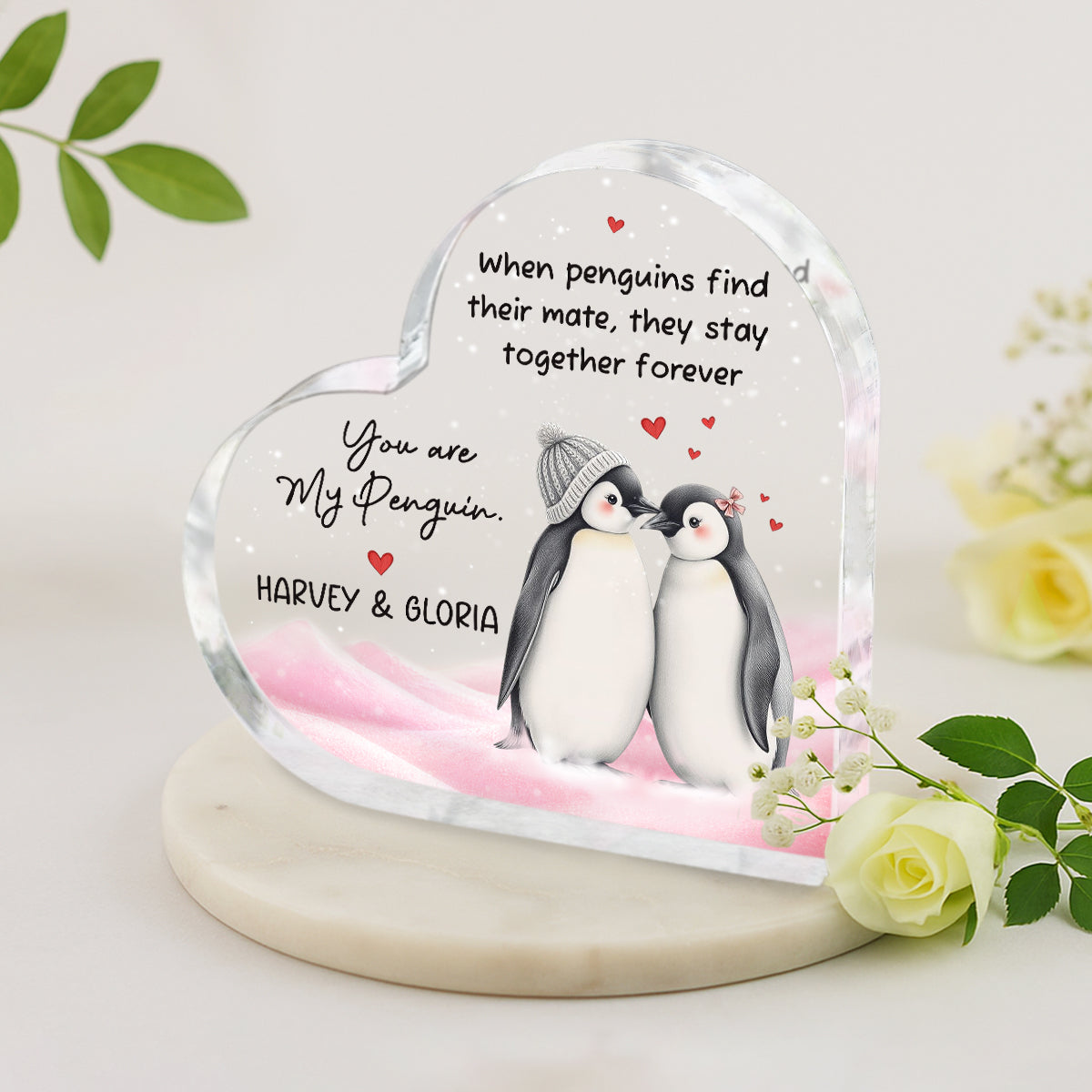 You Are My Penguin Heart Acrylic Block, Personalised Valentines Day Gifts For Her, Penguin Couple Romantic Gifts, Gift for Girlfriend