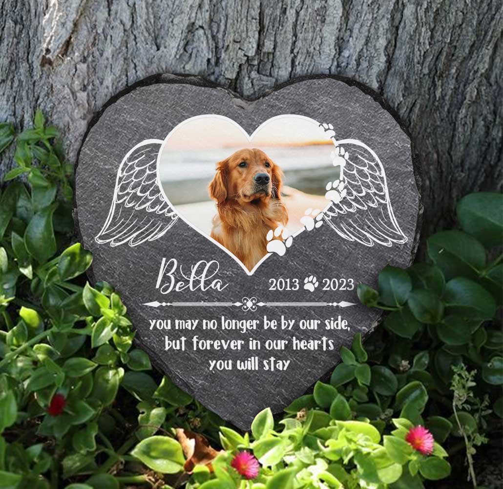Custom No Longer By Our Side Pet Memorial Stone, Personalized Sympathy Gift For Loss Of Dog