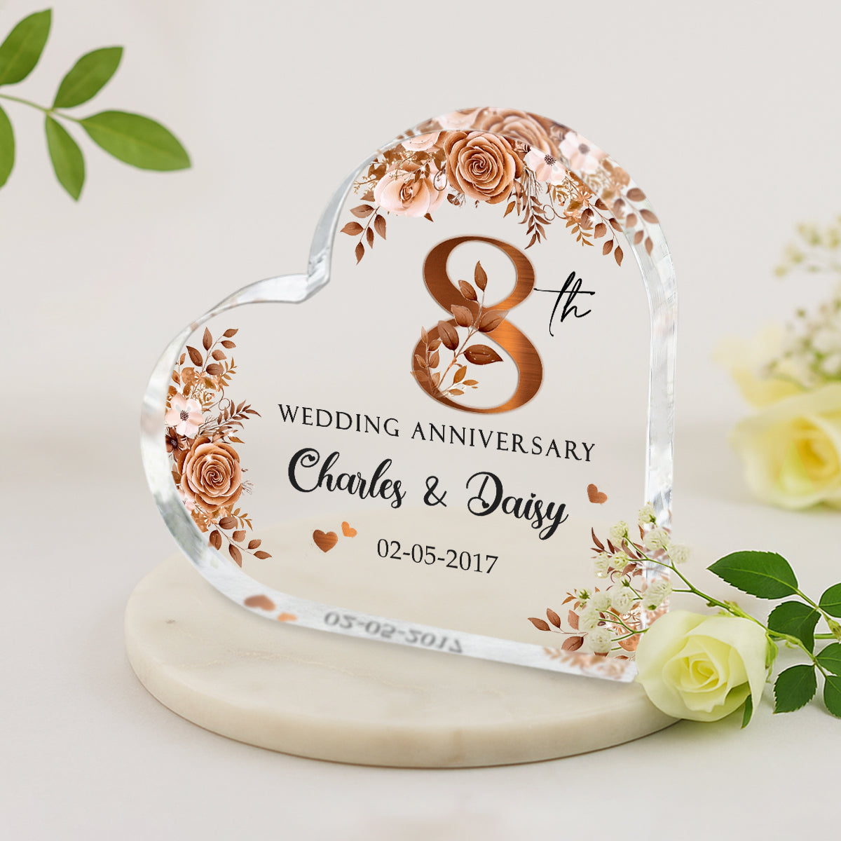 Customized Acrylic Plaque 8th Wedding Anniversary - Personalized 8 Year Wedding Anniversary Gift - Eighth Wedding Anniversary Bronze Gifts