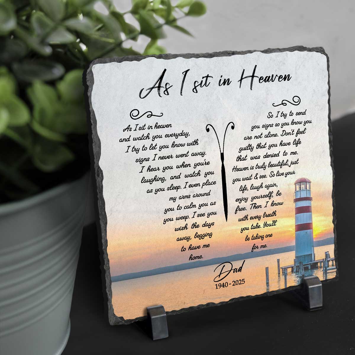 As I Sit In Heaven Butterfly Headstones, Custom Memorial Garden Stones, Personalized Gifts To Remember A Loved One, Sympathy Gifts