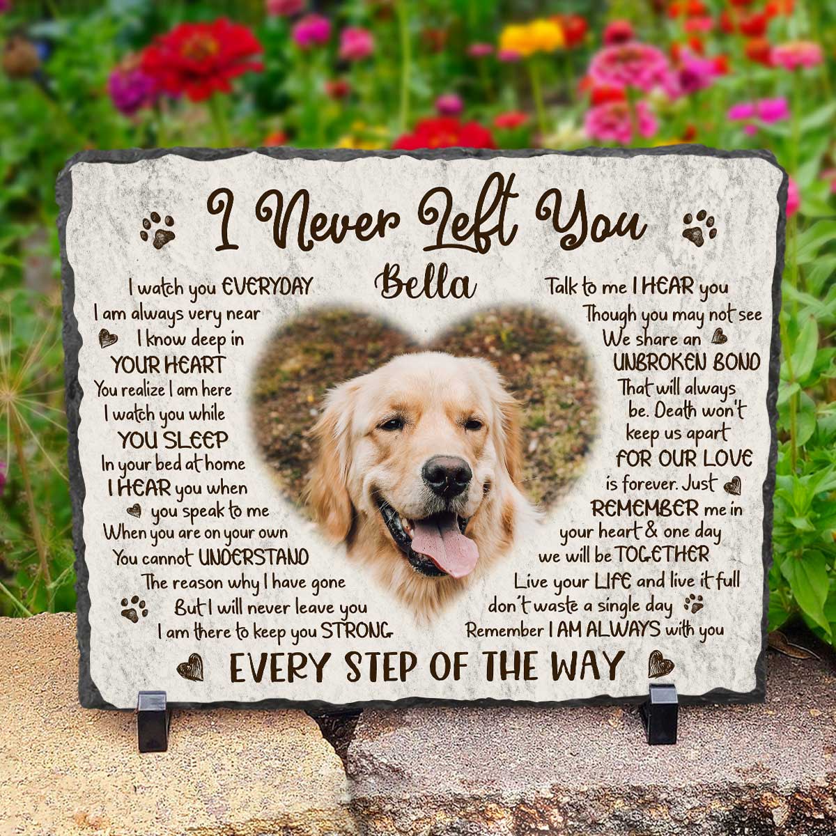 I Never Left You – Personalized Pet Headstone, Dog Memorial Stone with Picture, Pet Loss Gifts