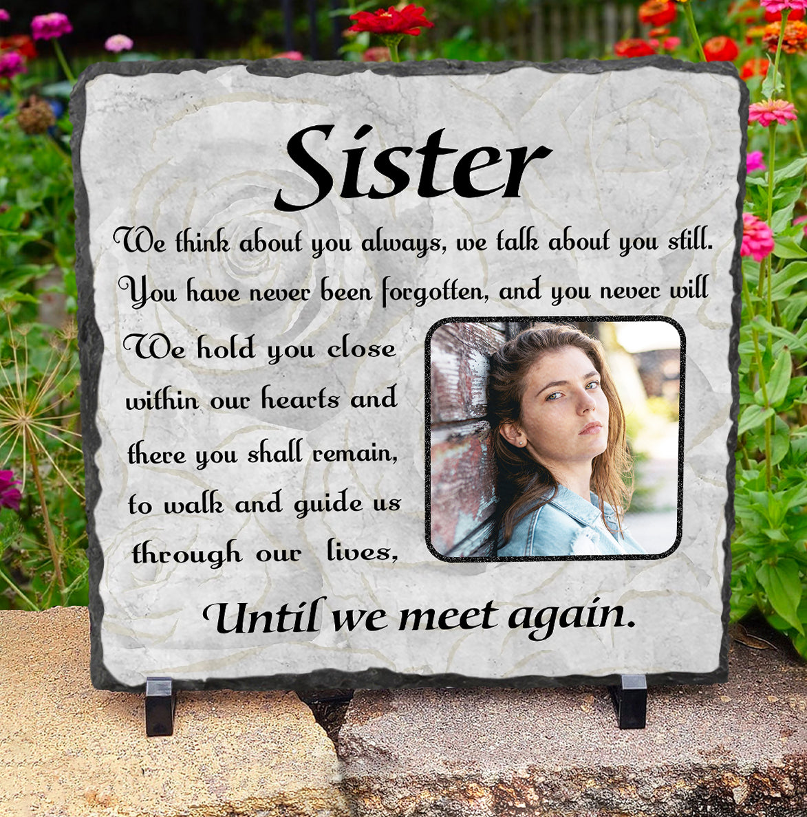 Personalized Sister Memorial Photo Slate, Sister Memorial Garden Stones, Sister Passed Away Gift, Loss of Sister Funeral Gift