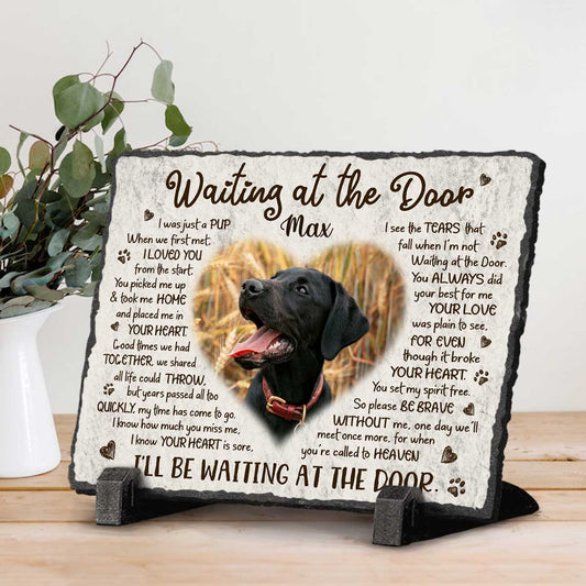 Personalised Pet Memorial Stones - Dog Death Gifts - Keepsake For Dogs - Waiting At The Door Stone Slate