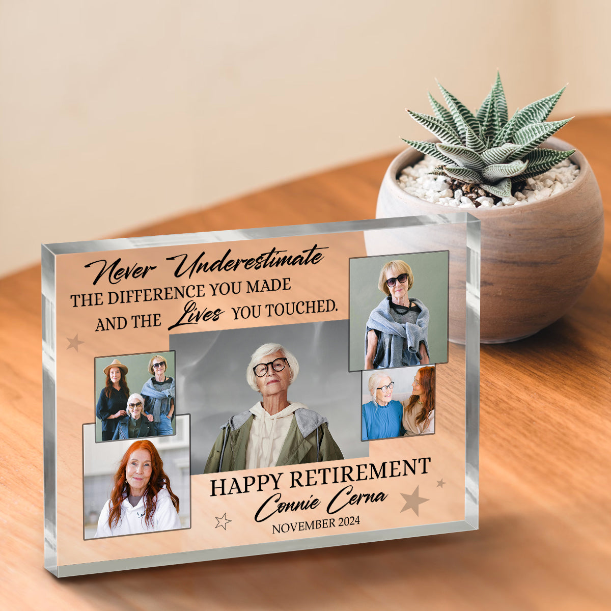 Happy Retirement Personalized Picture Acrylic Block – Custom Gift For Retirement - Unique Retirement Gifts