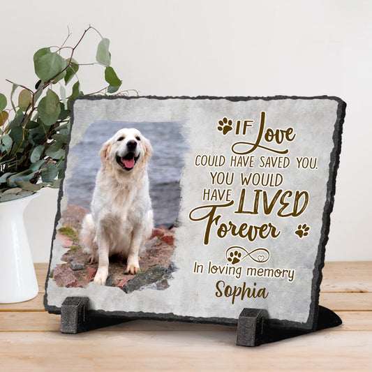 If Love Could Have Saved You – Dog Memorial Stone Personalized, Rectangle Rock Slate, In Loving Memory Dog Loss Gifts