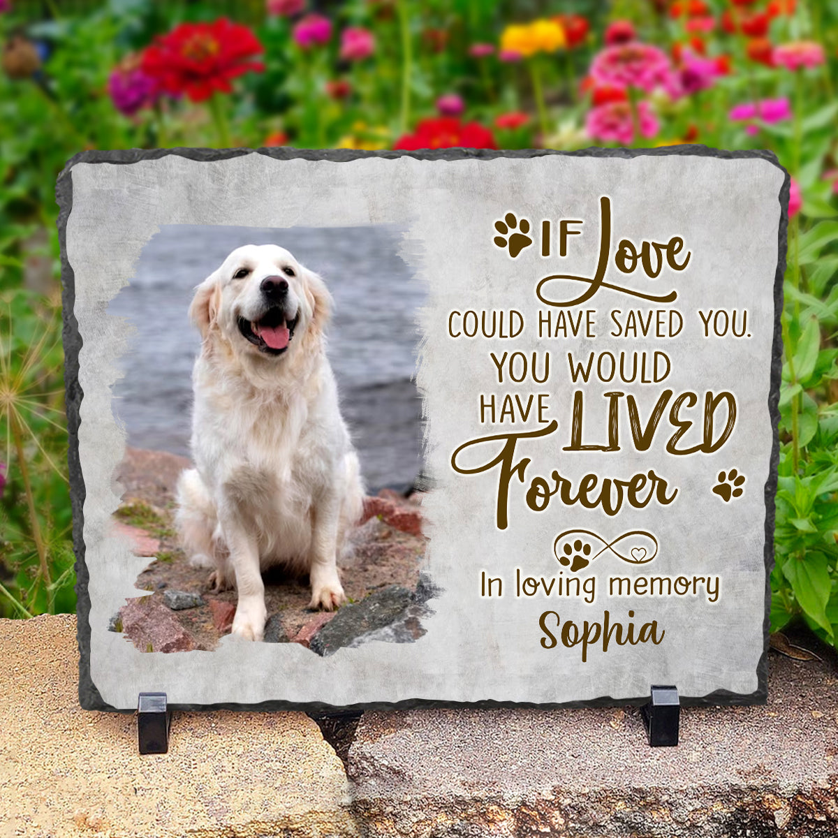If Love Could Have Saved You – Dog Memorial Stone Personalized, Rectangle Rock Slate, In Loving Memory Dog Loss Gifts