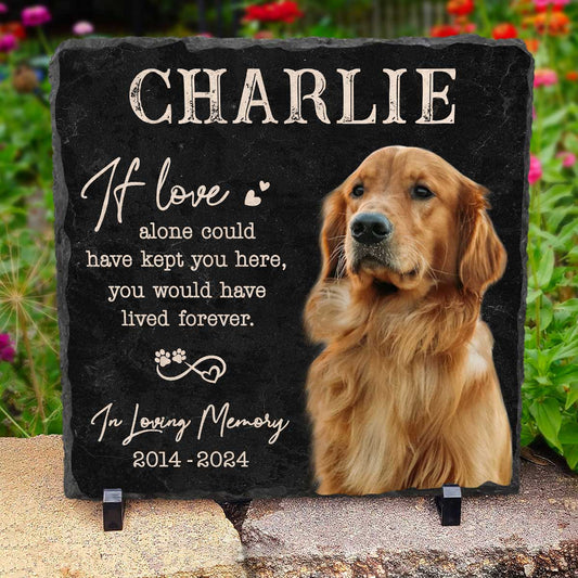 Forever In Our Hearts – Custom Dog Memorial Stone With Picture – Pet Bereavement Gifts For The Garden – Loss Of Dog Sympathy Gift