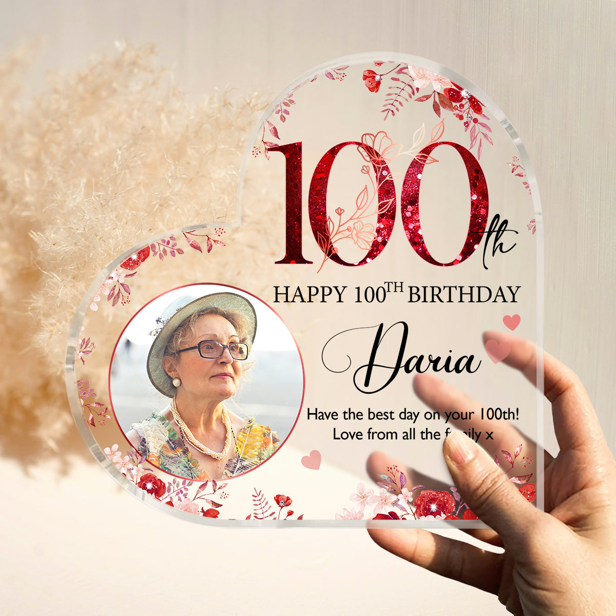 Personalized 100th Birthday Acrylic Plaque – 100th Birthday Gift - Custom 100th Birthday Keepsake Gift For Grandma