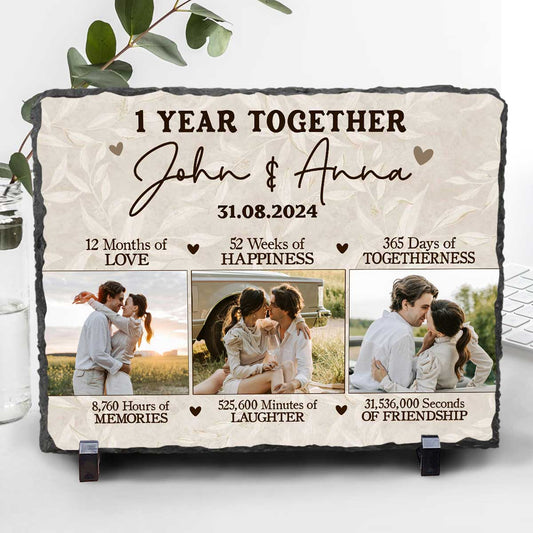 Personalized First Wedding Anniversary Rock Slate With Photo – Custom 1st Anniversary Gift For Him For Her - 1 Year Together Keepsake