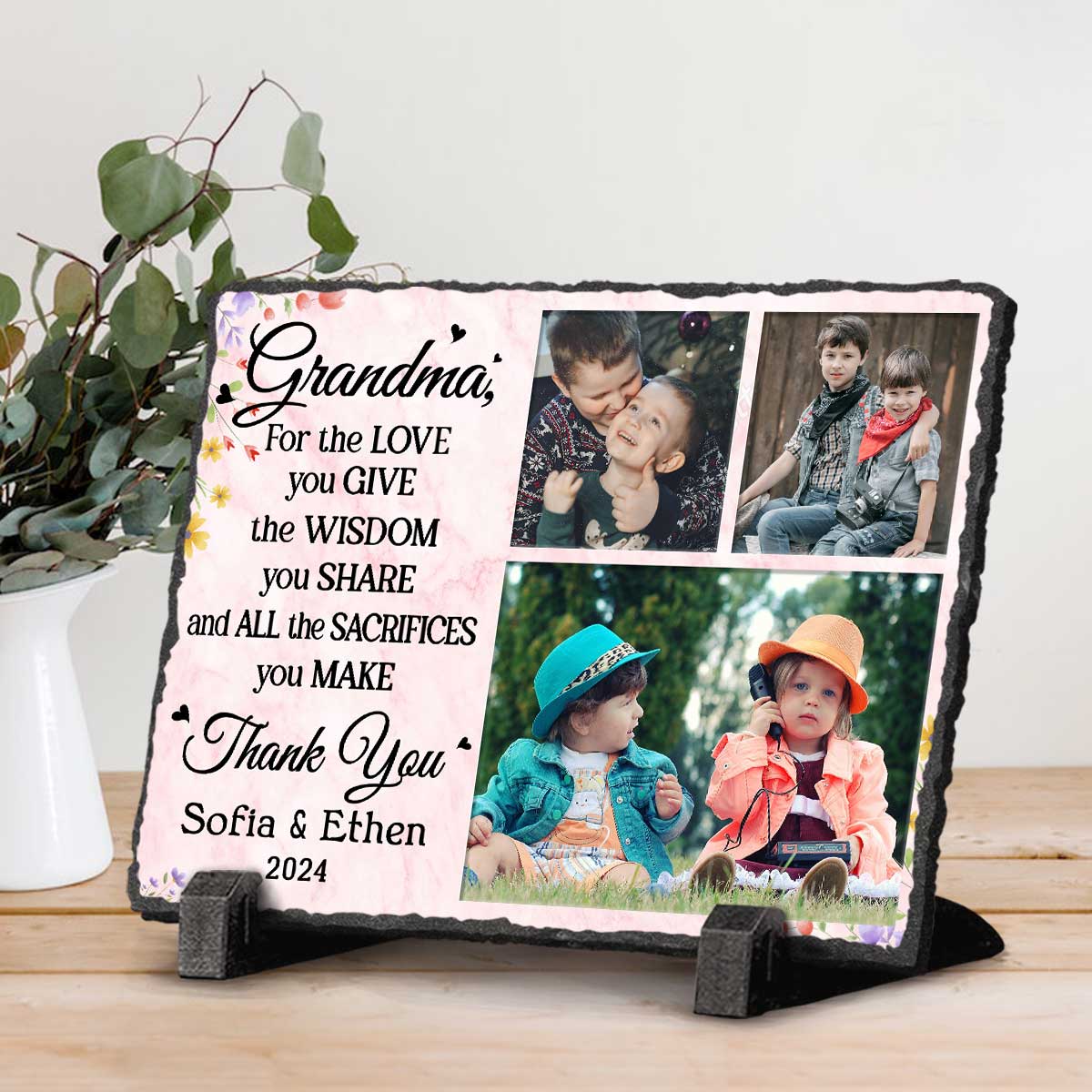 Personalized Thank You Grandma Photo Slate Stone, Custom Photo Grandma Mother’s Day Gift, Keepsake Gift For Grandma