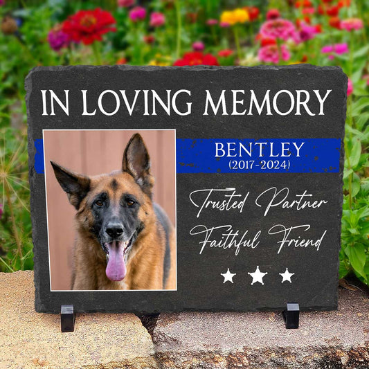 Trusted Partner Faithful Friend – Police K9 Memorial Custom Picture Slate – Police Dog Memorial Gifts – K9 Officer End Of Watch Gift