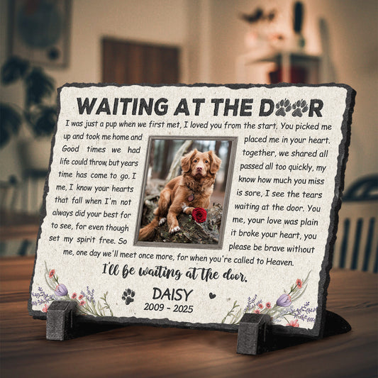 Waiting At The Door Personalized Pet Memorial Headstones – Custom Pet Memorial Garden Stone – Dog Gravestone Markers – Pet Loss Gift