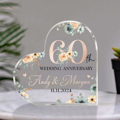 Personalized 60th Wedding Anniversary Gift – 60th Wedding Anniversary Acrylic Plaque – 60th Anniversary Gift for Parents, Grandparents