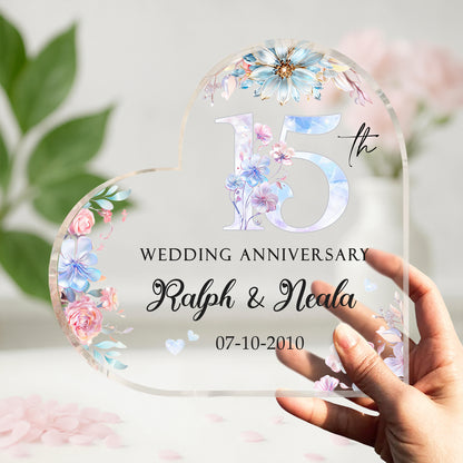 15th Wedding Anniversary – Acrylic Plaque, Personalized 15th Wedding Anniversary Gift, 15 Year Crystal Anniversary Gifts, Fifteen Year Anniversary Gifts
