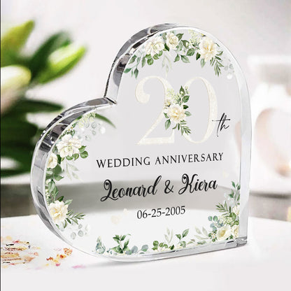 20th Wedding Anniversary Acrylic Plaque - Personalized 20th Anniversary Gift - Twenty Year Anniversary Gift