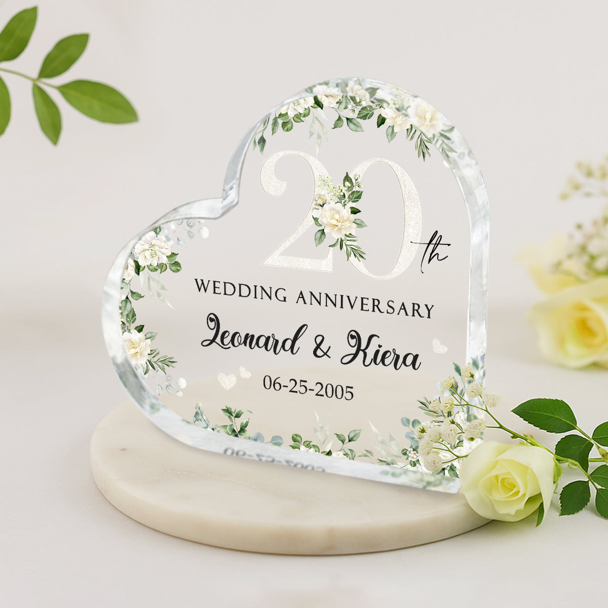 20th Wedding Anniversary Acrylic Plaque - Personalized 20th Anniversary Gift - Twenty Year Anniversary Gift