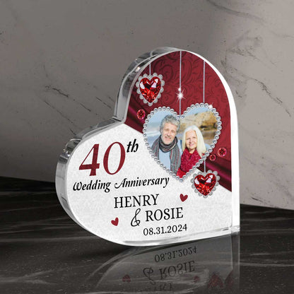 Personalized 40th Anniversary Gift – Ruby Anniversary Keepsake Gift – 40th Anniversary Acrylic Heart Plaque – 40th Ruby Gift for Parents