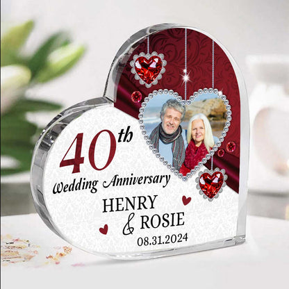 Personalized 40th Anniversary Gift – Ruby Anniversary Keepsake Gift – 40th Anniversary Acrylic Heart Plaque – 40th Ruby Gift for Parents