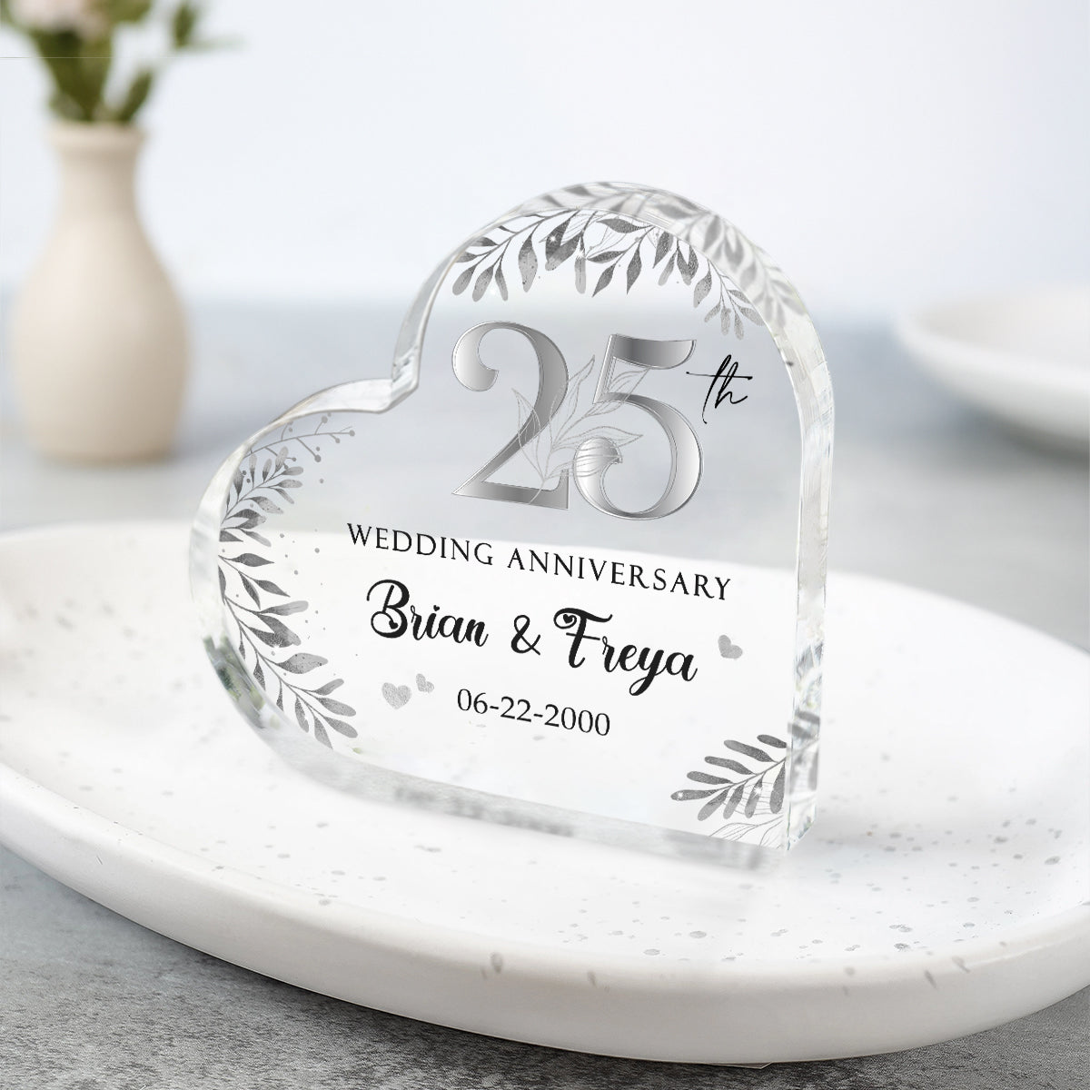 25th Wedding Anniversary – Customized Acrylic Plaque, Personalized 25th Anniversary Gifts, 25 Year Silver Anniversary Gifts, Gift For 25th Marriage Anniversary