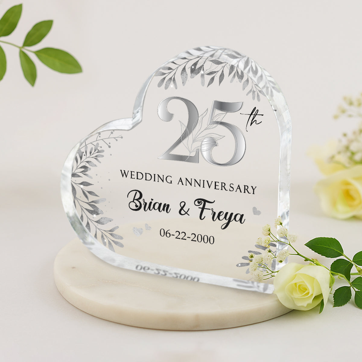 25th Wedding Anniversary – Customized Acrylic Plaque, Personalized 25th Anniversary Gifts, 25 Year Silver Anniversary Gifts, Gift For 25th Marriage Anniversary