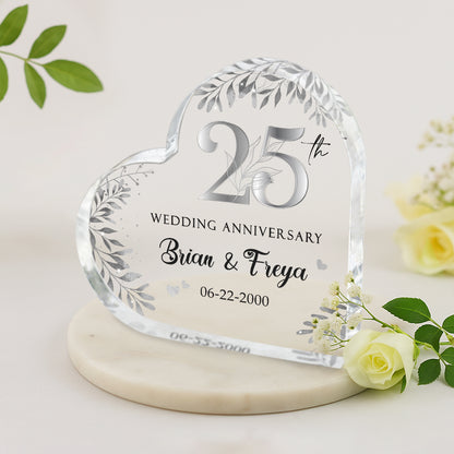 25th Wedding Anniversary – Customized Acrylic Plaque, Personalized 25th Anniversary Gifts, 25 Year Silver Anniversary Gifts, Gift For 25th Marriage Anniversary