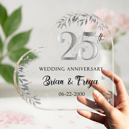25th Wedding Anniversary – Customized Acrylic Plaque, Personalized 25th Anniversary Gifts, 25 Year Silver Anniversary Gifts, Gift For 25th Marriage Anniversary