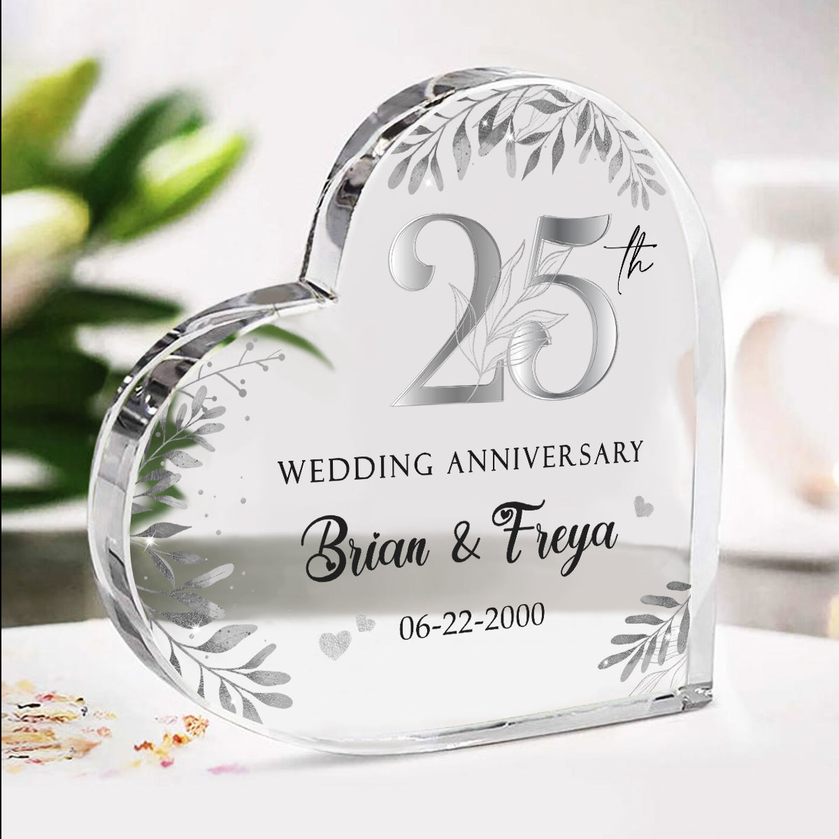 25th Wedding Anniversary – Customized Acrylic Plaque, Personalized 25th Anniversary Gifts, 25 Year Silver Anniversary Gifts, Gift For 25th Marriage Anniversary