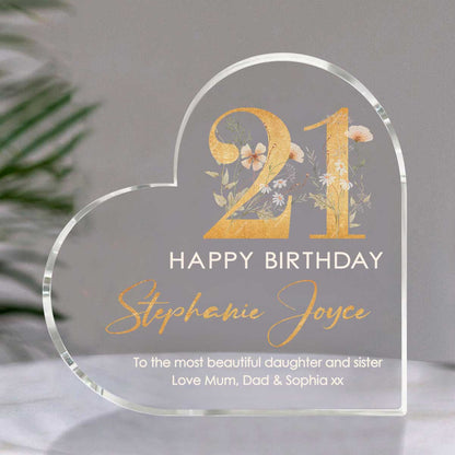 Personalized 21st Birthday Gift Heart Plaque – Custom 21 Birthday Keepsake Gift – 21st Birthday Gift For Her