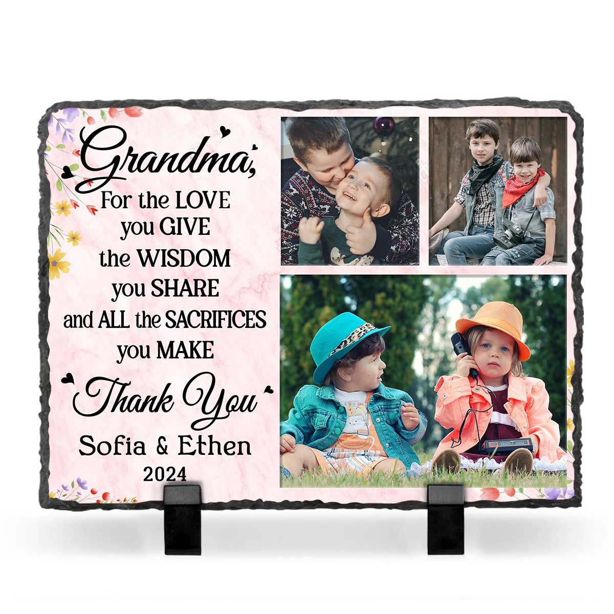 Personalized Thank You Grandma Photo Slate Stone, Custom Photo Grandma Mother’s Day Gift, Keepsake Gift For Grandma