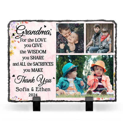 Personalized Thank You Grandma Photo Slate Stone, Custom Photo Grandma Mother’s Day Gift, Keepsake Gift For Grandma