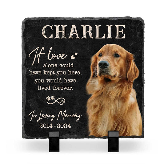 Forever In Our Hearts – Custom Dog Memorial Stone With Picture – Pet Bereavement Gifts For The Garden – Loss Of Dog Sympathy Gift