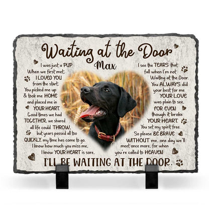 Personalised Pet Memorial Stones - Dog Death Gifts - Keepsake For Dogs - Waiting At The Door Stone Slate