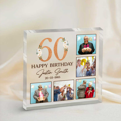 Personalized 60th Birthday Photo Plaque, Custom 60th Birthday Gifts, Mens 60th Birthday Gifts, Unique 60th Birthday Gifts For Him