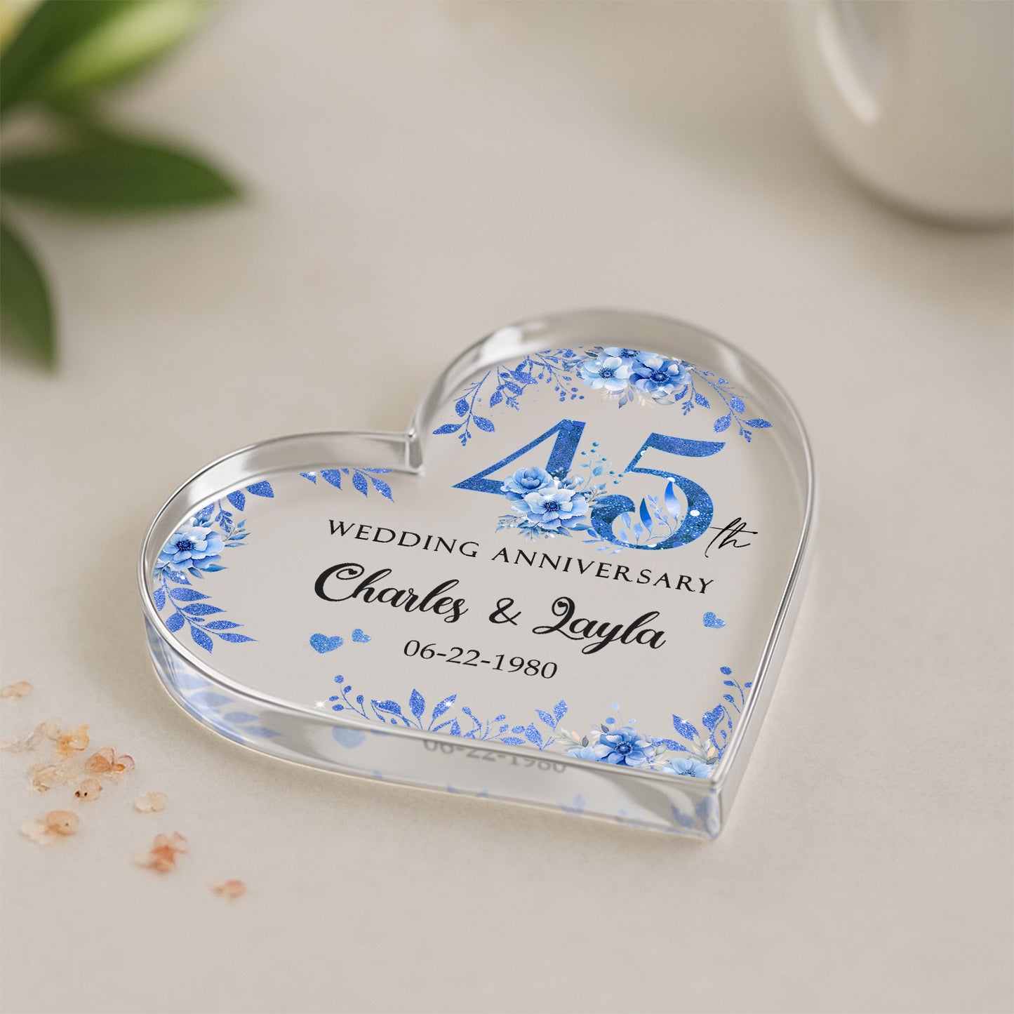 45th Wedding Anniversary Acrylic Plaque - Personalized 45th Anniversary Gift - 45th Sapphire Anniversary Keepsake