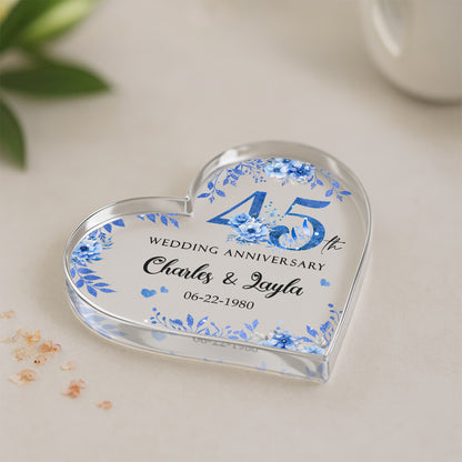45th Wedding Anniversary Acrylic Plaque - Personalized 45th Anniversary Gift - 45th Sapphire Anniversary Keepsake