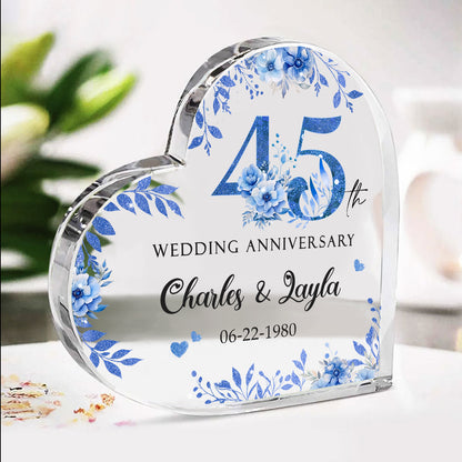 45th Wedding Anniversary Acrylic Plaque - Personalized 45th Anniversary Gift - 45th Sapphire Anniversary Keepsake