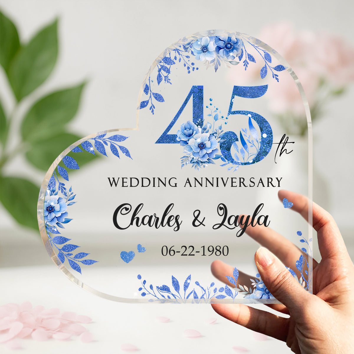 45th Wedding Anniversary Acrylic Plaque - Personalized 45th Anniversary Gift - 45th Sapphire Anniversary Keepsake