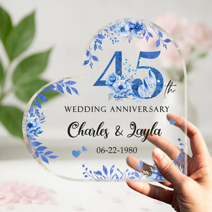 45th Wedding Anniversary Acrylic Plaque - Personalized 45th Anniversary Gift - 45th Sapphire Anniversary Keepsake