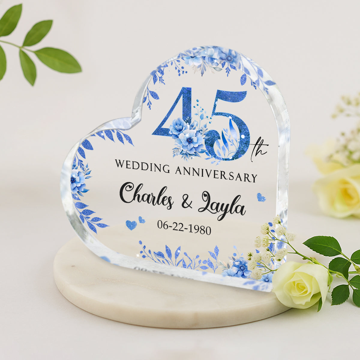 45th Wedding Anniversary Acrylic Plaque - Personalized 45th Anniversary Gift - 45th Sapphire Anniversary Keepsake