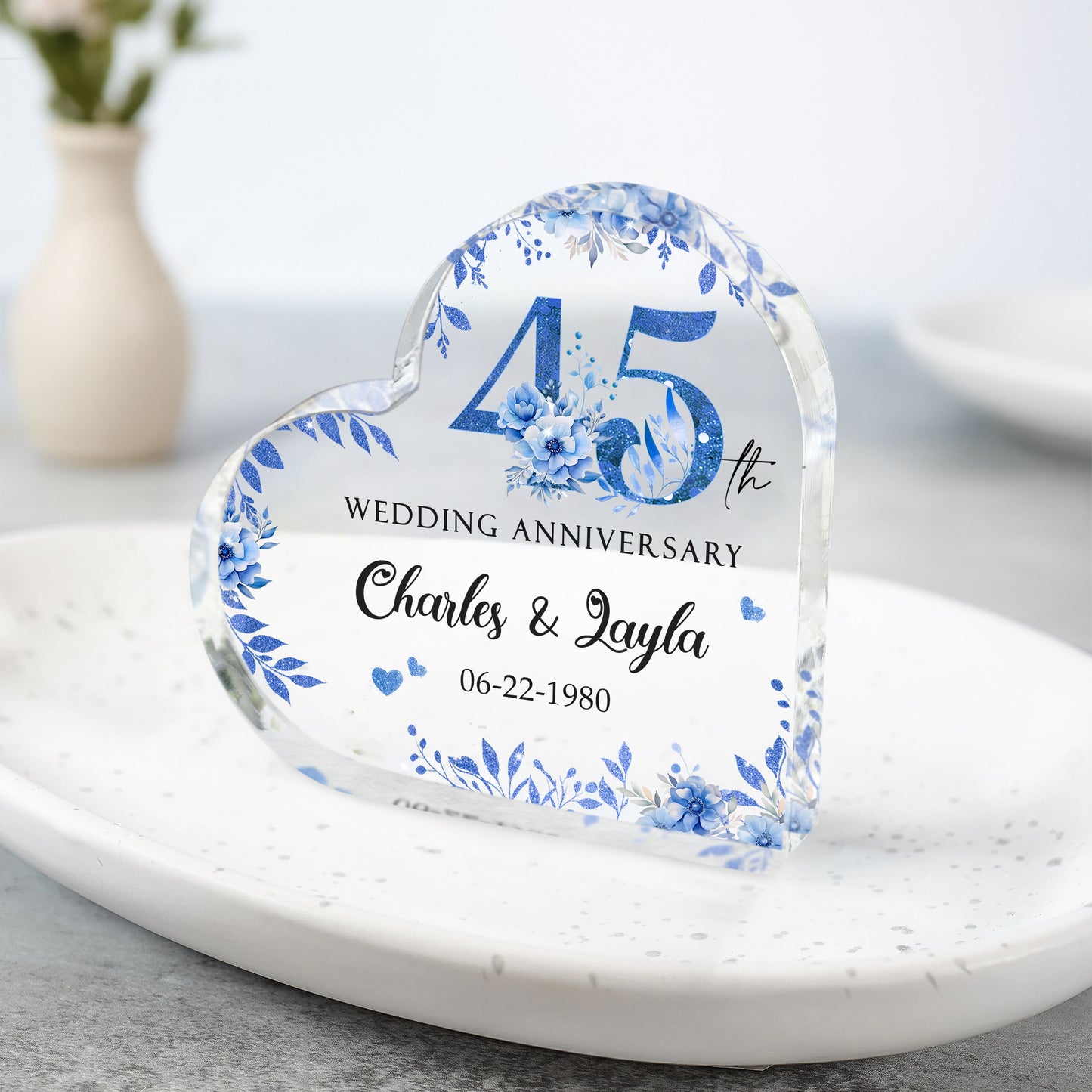 45th Wedding Anniversary Acrylic Plaque - Personalized 45th Anniversary Gift - 45th Sapphire Anniversary Keepsake
