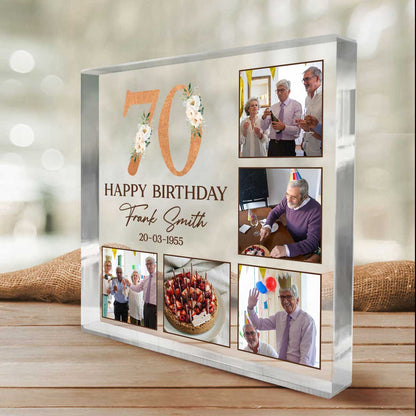 Personalized 70th Birthday Photo Plaque, Custom 70th Birthday Gifts, Meaningful 70th Birthday Gifts For Dad, Seventy Birthday Gifts
