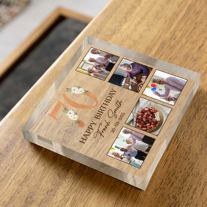 Personalized 70th Birthday Photo Plaque, Custom 70th Birthday Gifts, Meaningful 70th Birthday Gifts For Dad, Seventy Birthday Gifts