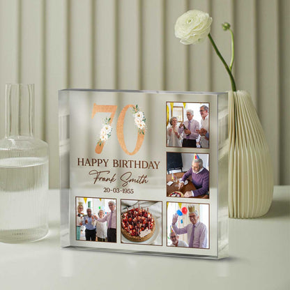 Personalized 70th Birthday Photo Plaque, Custom 70th Birthday Gifts, Meaningful 70th Birthday Gifts For Dad, Seventy Birthday Gifts