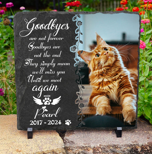 Custom Cat Memorial Photo Stone, Personalized Pet Remembrance Plaque, Cat Loss Sympathy Gift