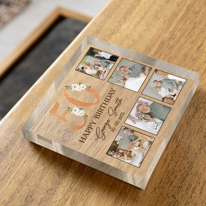 Personalized 50th Birthday Photo Plaque, Custom 50th Birthday Gifts, 50th Birthday Gifts For Men, 50th Birthday Gifts For Him