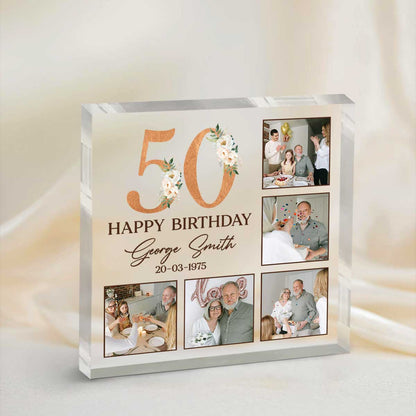 Personalized 50th Birthday Photo Plaque, Custom 50th Birthday Gifts, 50th Birthday Gifts For Men, 50th Birthday Gifts For Him