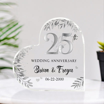 25th Wedding Anniversary – Customized Acrylic Plaque, Personalized 25th Anniversary Gifts, 25 Year Silver Anniversary Gifts, Gift For 25th Marriage Anniversary
