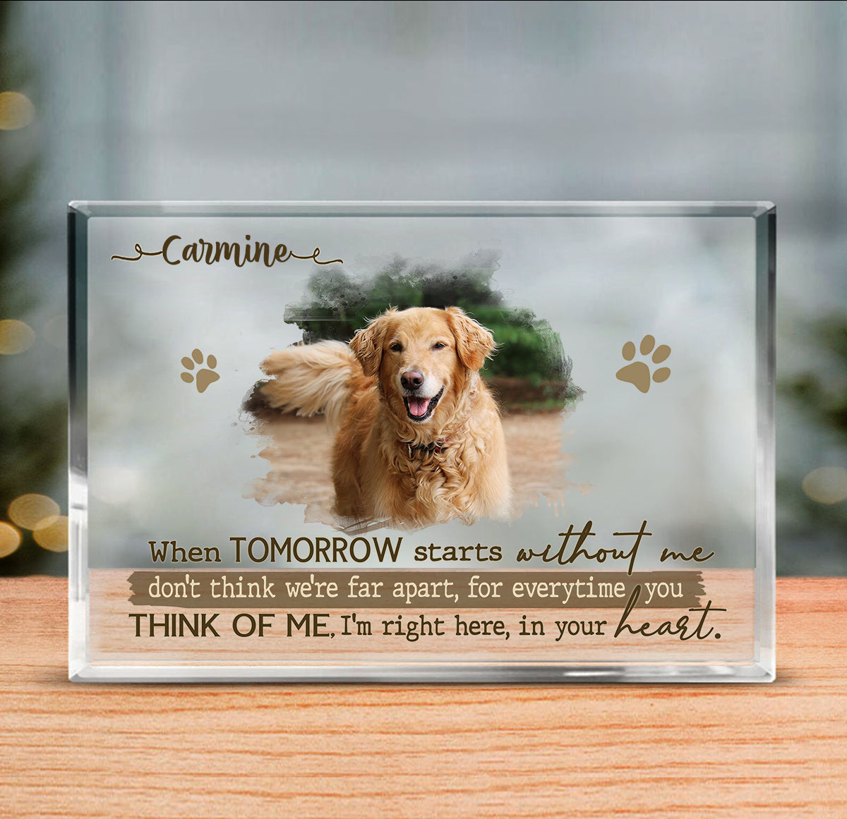 Personalized Dog Remembrance Plaque – Pet Acrylic Photo Block For Loss Of Dogs – Pet Memorial Gift – When Tomorrow Starts Without Me